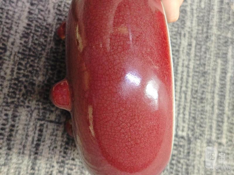 清康熙 仿宣窑宝石红釉钵式三足炉 - 图8